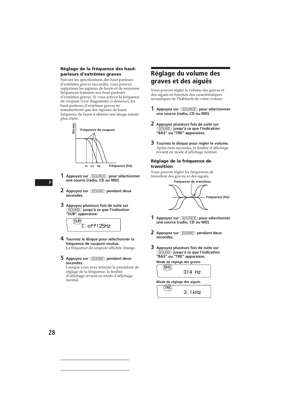 Réglage du volume des graves et des aiguës | Sony CDX-C910RDS User Manual | Page 61 / 107