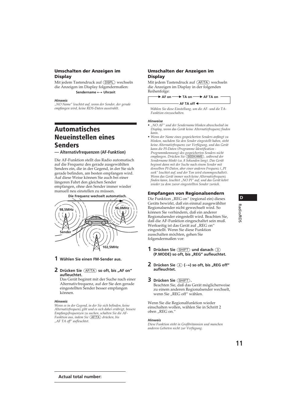 Automatisches neueinstellen eines senders | Sony CDX-C910RDS User Manual | Page 80 / 107