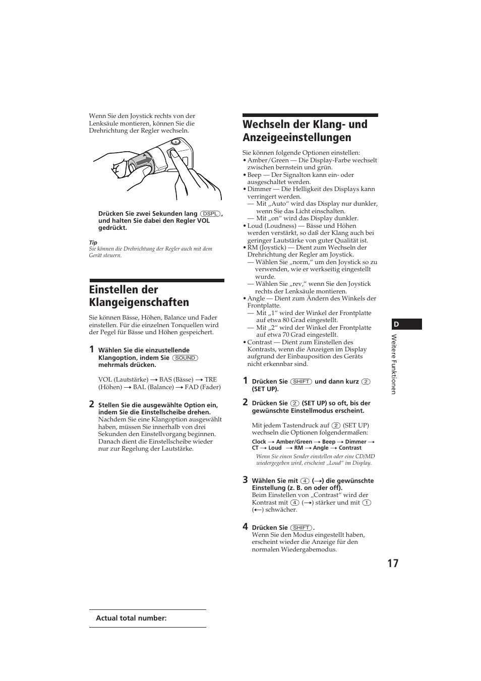 Einstellen der klangeigenschaften, Wechseln der klang- und anzeigeeinstellungen | Sony CDX-C910RDS User Manual | Page 86 / 107