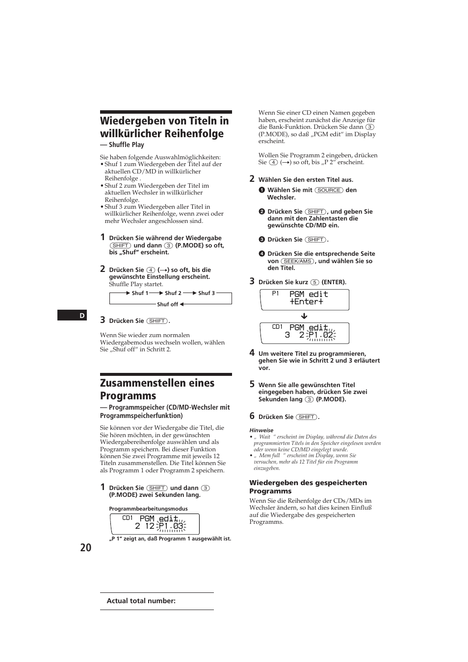 Zusammenstellen eines programms | Sony CDX-C910RDS User Manual | Page 89 / 107