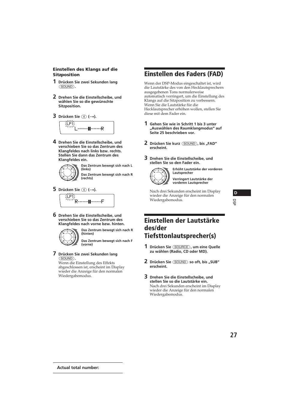 Einstellen des faders (fad) | Sony CDX-C910RDS User Manual | Page 96 / 107