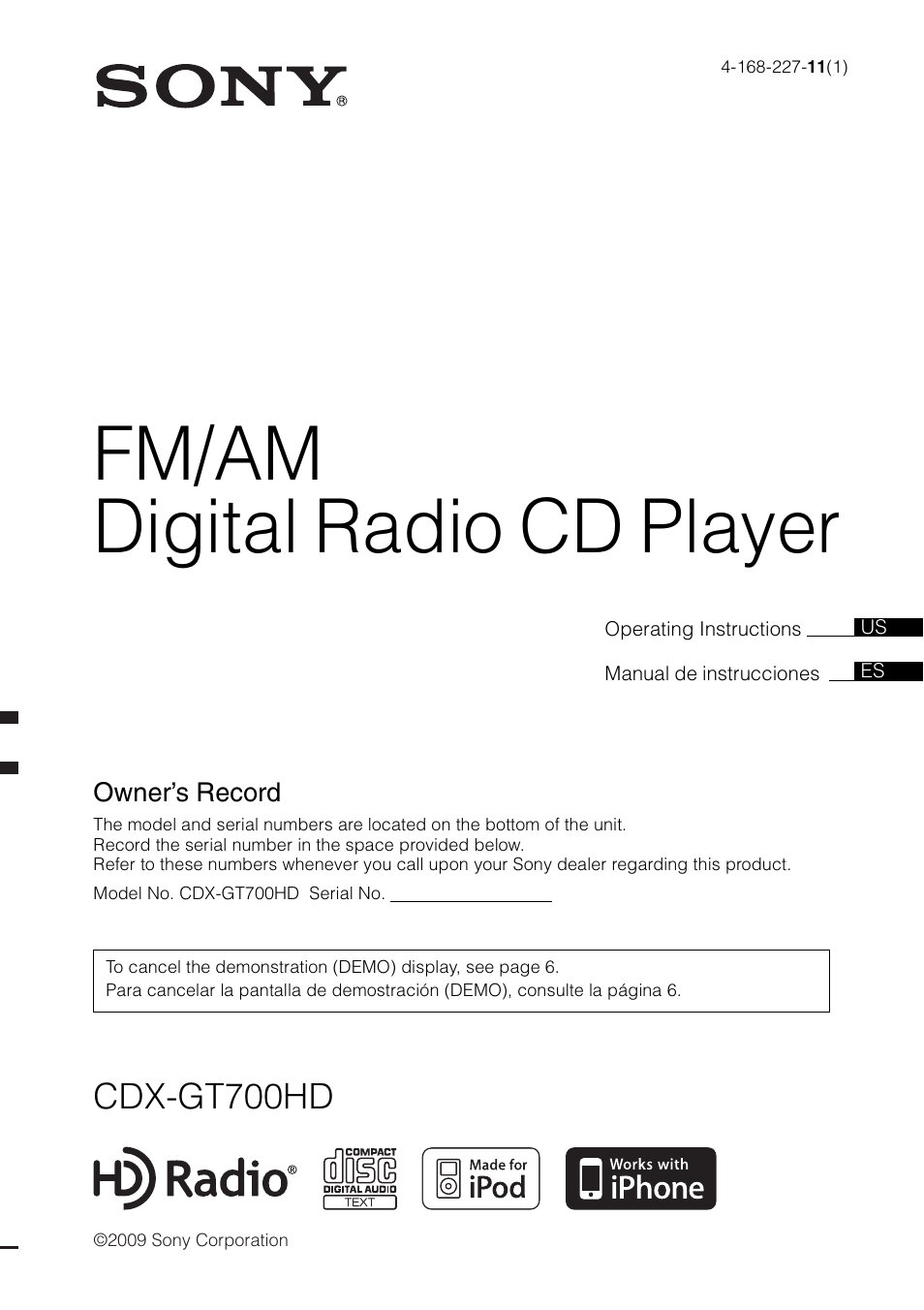 Sony CDX-GT700HD User Manual | 56 pages