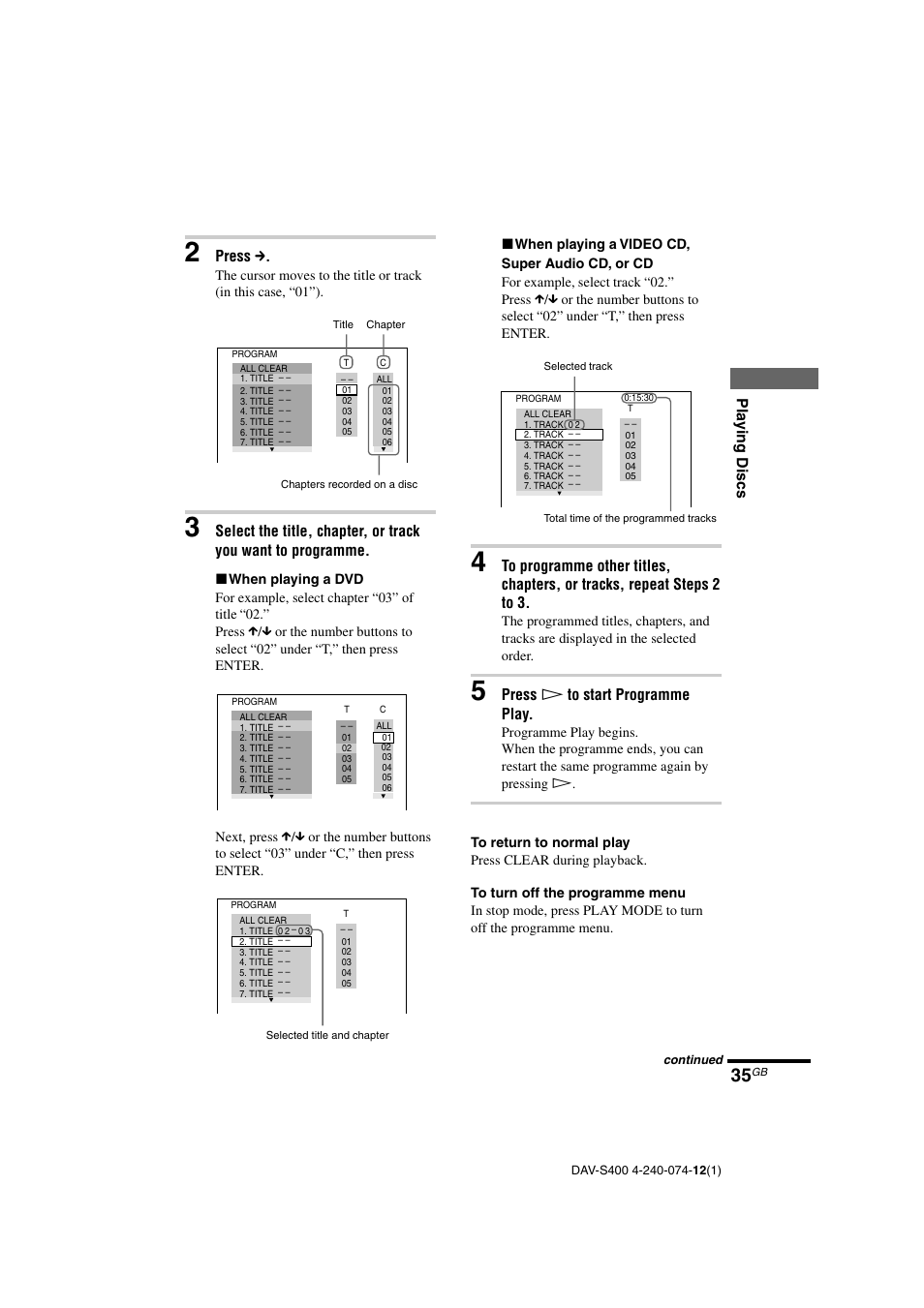 Sony DAV-S400 User Manual | Page 35 / 80