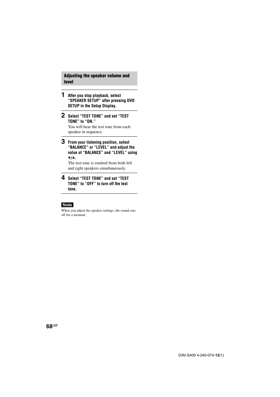 Sony DAV-S400 User Manual | Page 68 / 80