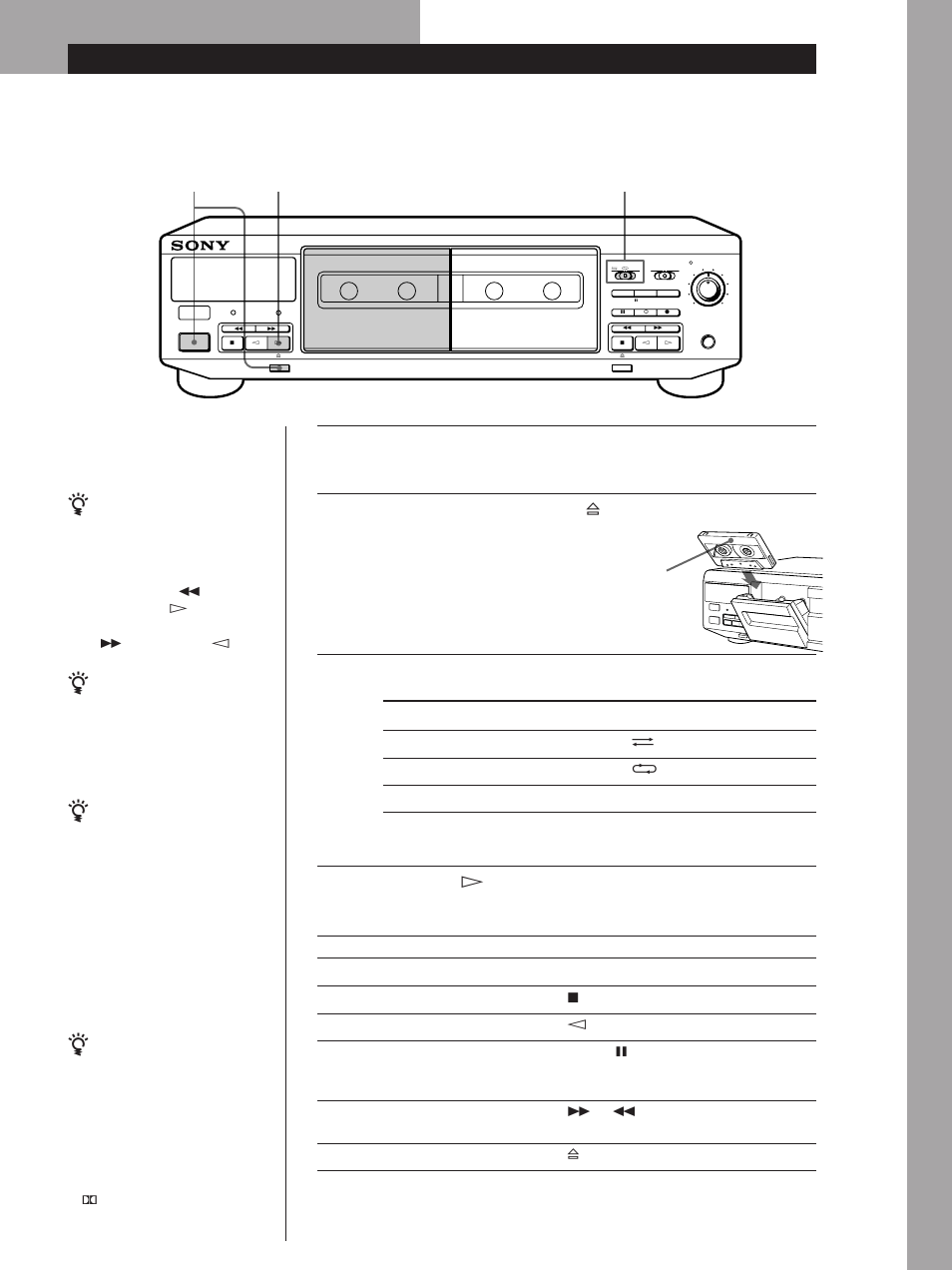 Lecture d’une cassette, Fonctionnement de base, Réglez direction | Sony Model TC-WE405 User Manual | Page 19 / 60