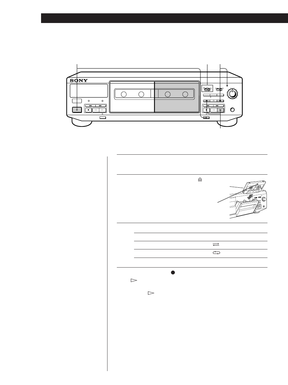 Enregistrement sur une cassette, Fonctionnement de base, Réglez direction | Sony Model TC-WE405 User Manual | Page 20 / 60