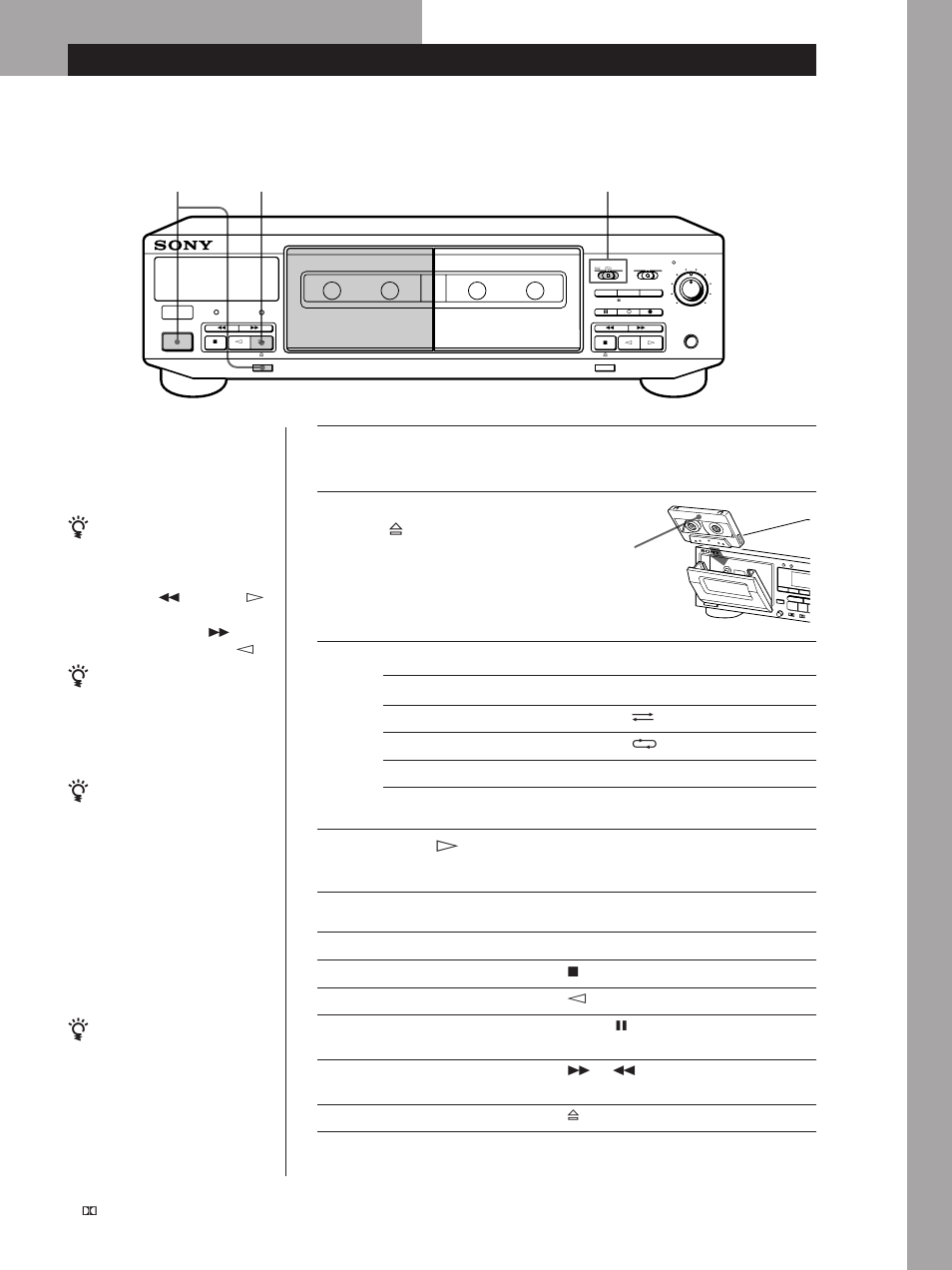 Leitura de cassetes, Operações básicas, Ajuste direction | Sony Model TC-WE405 User Manual | Page 47 / 60