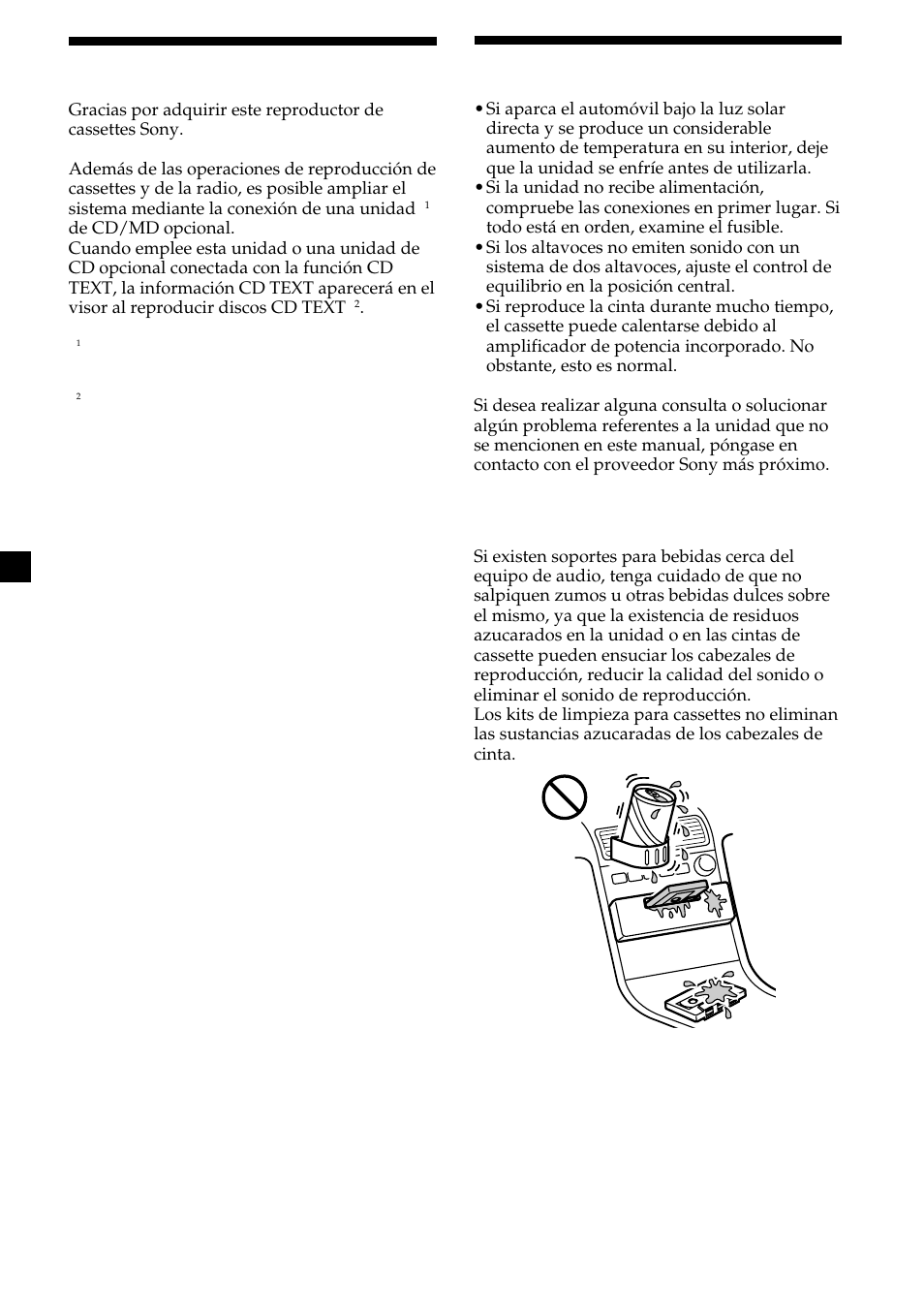 Bienvenido! precauciones | Sony XR-CA420X User Manual | Page 20 / 56