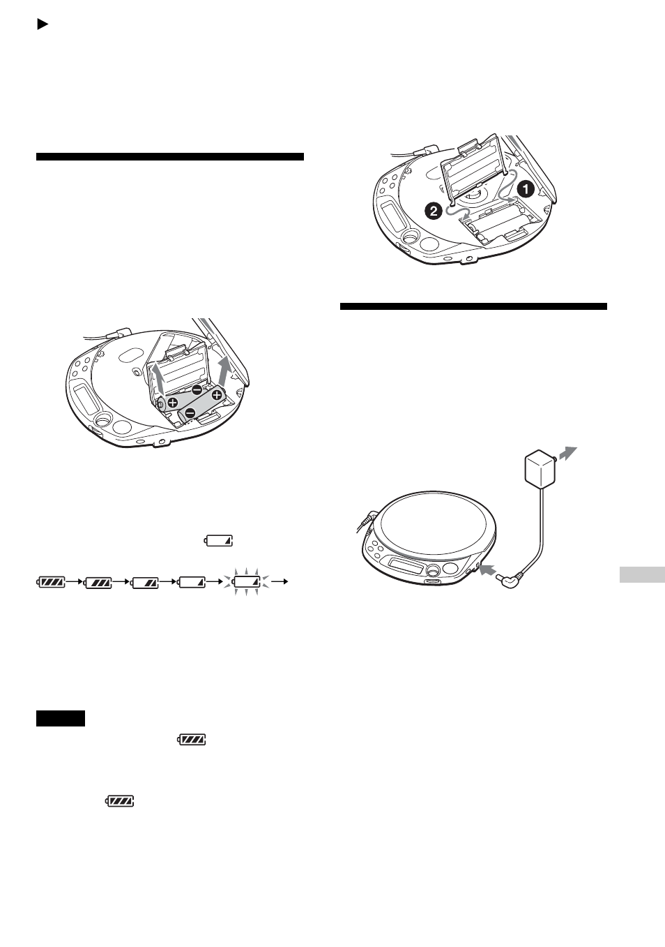 Connecting to a power source, Using the dry batteries, Using the ac power adaptor | Sony D-NE510 User Manual | Page 25 / 32