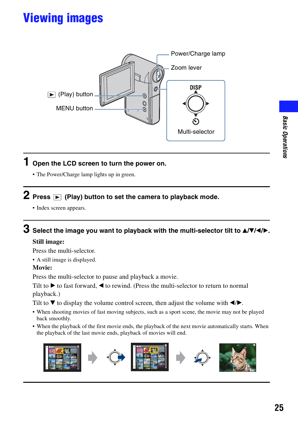 Viewing images, On (25 | Sony bloggie MHS-CM5 User Manual | Page 25 / 69