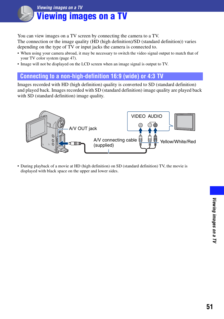 Viewing images on a tv | Sony bloggie MHS-CM5 User Manual | Page 51 / 69