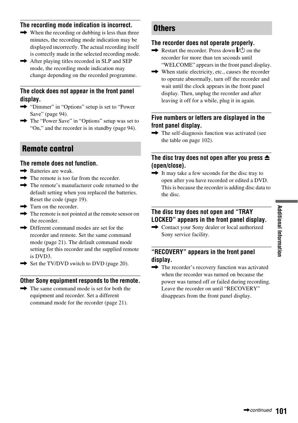 Remote control others | Sony RDR-HX710/HX910 User Manual | Page 101 / 116