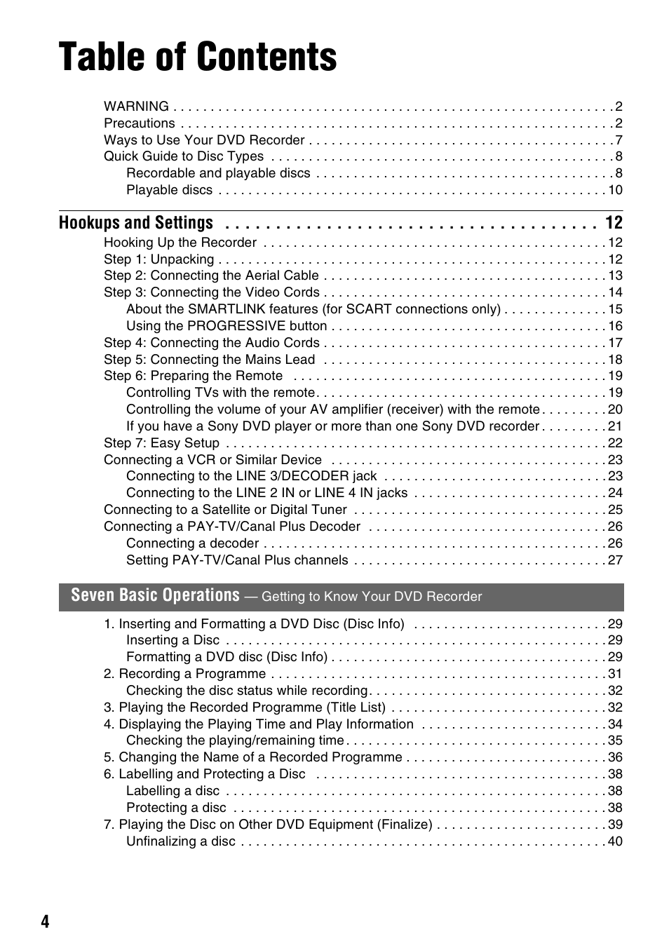 Sony RDR-HX710/HX910 User Manual | Page 4 / 116