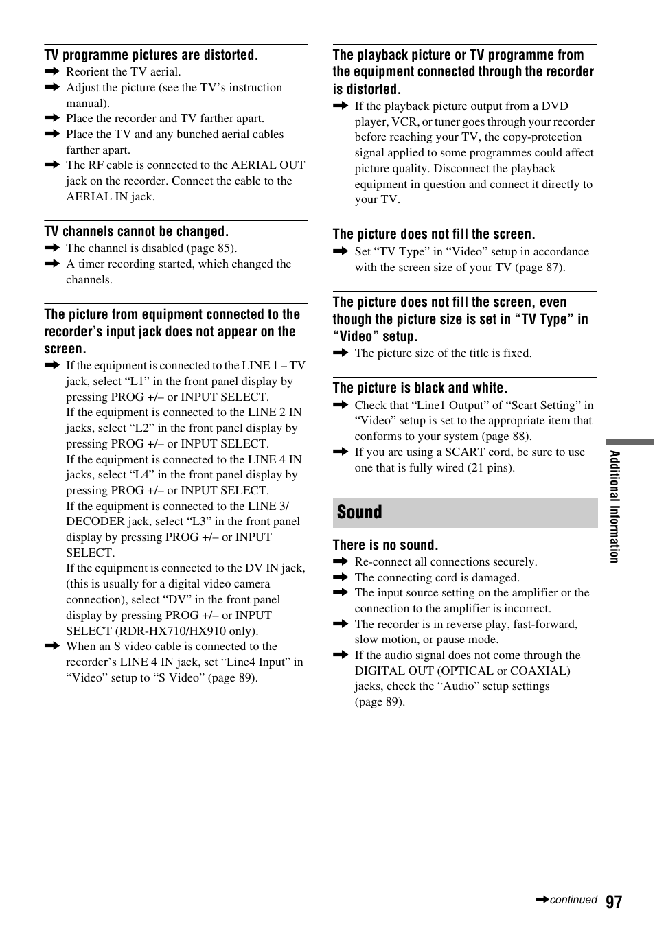 Sound | Sony RDR-HX710/HX910 User Manual | Page 97 / 116
