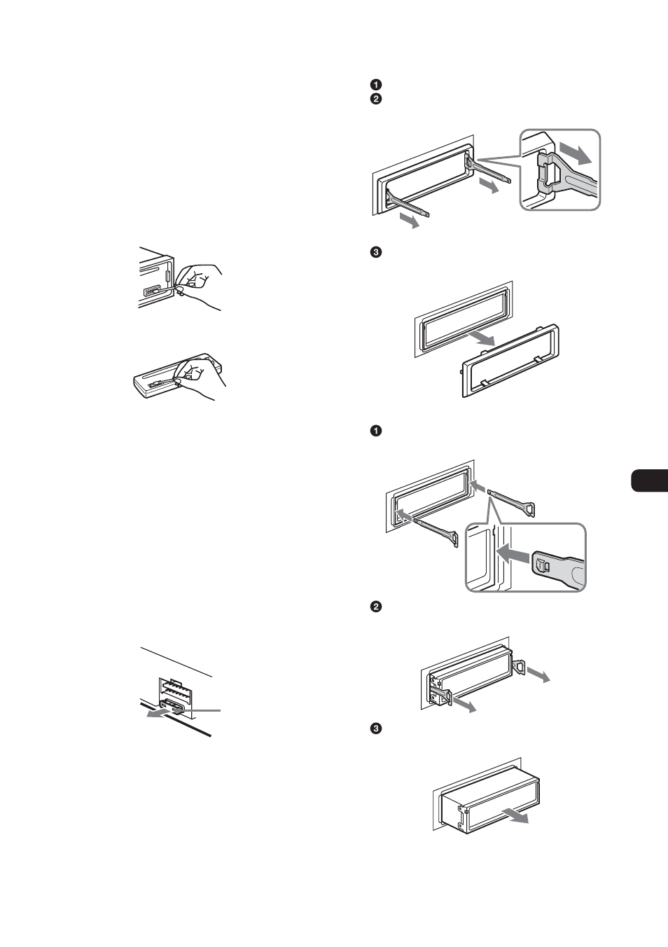 Informacion adicional, Mantenimiento, Extracción de la unidad | Extracción de la unidad 1 | Sony CDC-X104 User Manual | Page 41 / 44