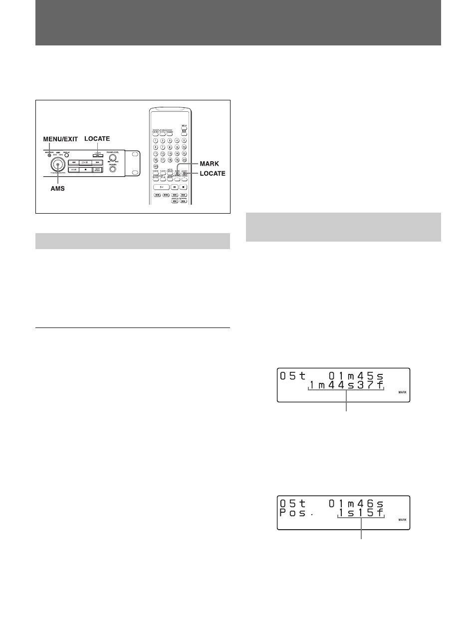 Marking the point (mark), Adjusting the marked point (rehearsal) | Sony CDP-D12 User Manual | Page 30 / 39