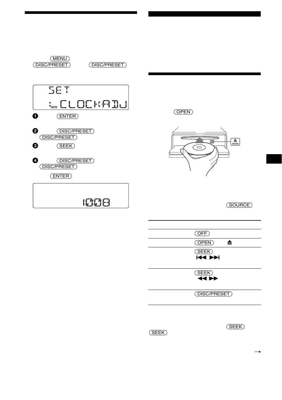 Setting the clock, Cd player cd/md unit (optional), Playing a disc | 11 setting the clock | Sony CDX-FW570 User Manual | Page 11 / 64