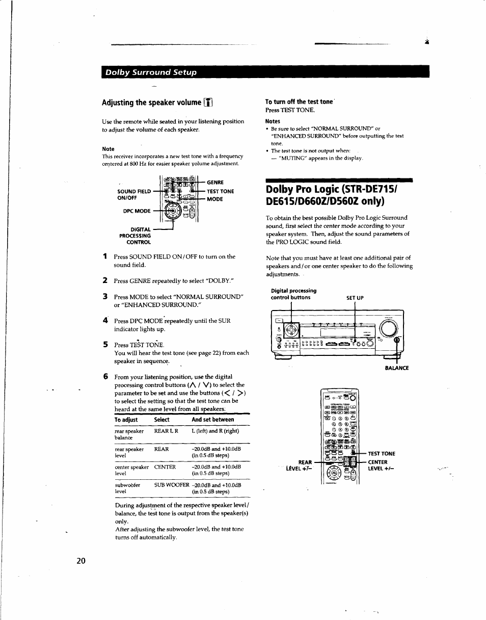 Adjusting the speaker volume [|l, To turn off the test tone, Wur wm | Sony STR-DE915 User Manual | Page 20 / 40