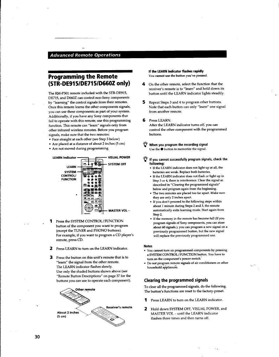 Clearing the programmed signals | Sony STR-DE915 User Manual | Page 30 / 40