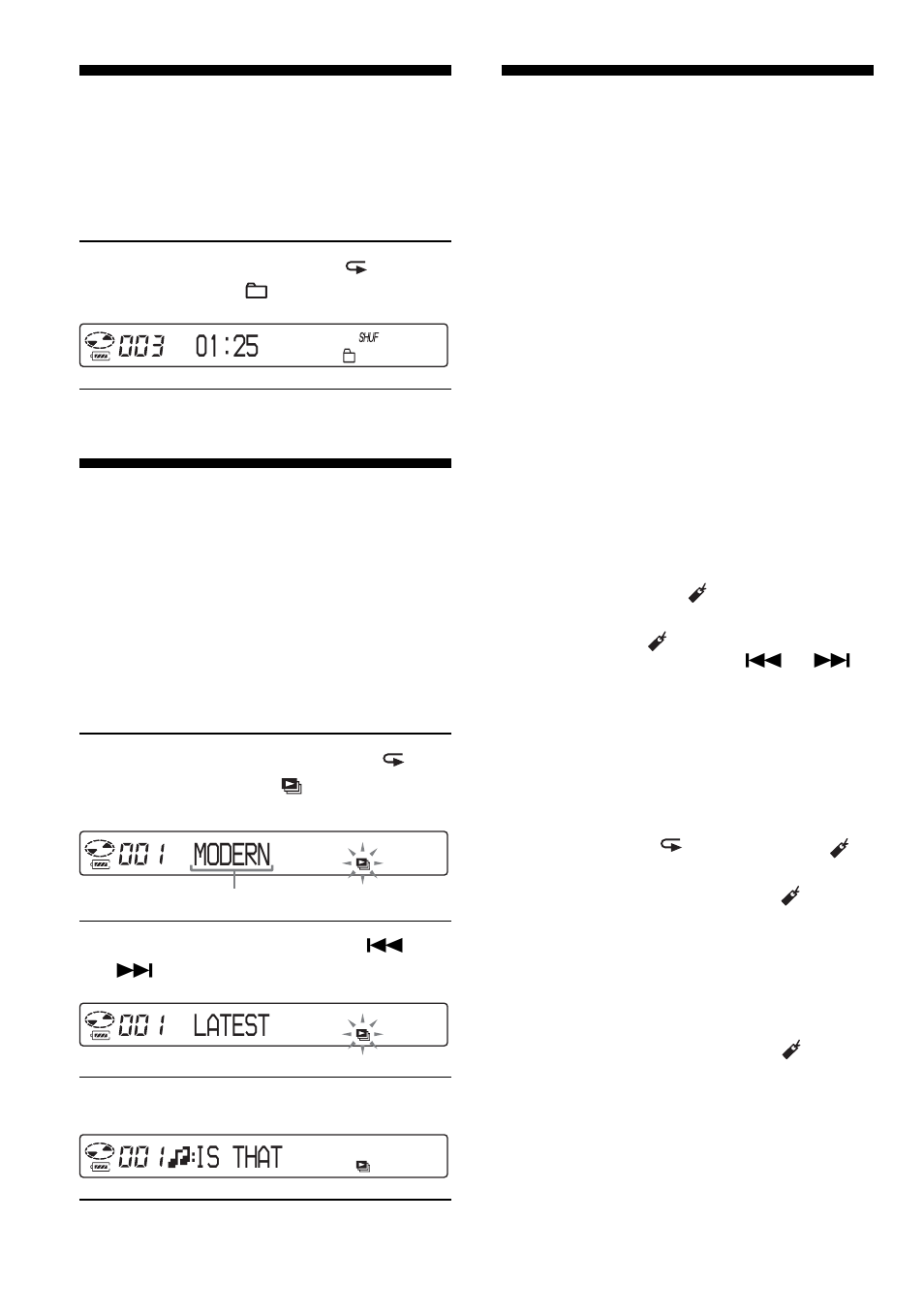 Modern, 25 playing your favorite play lists, Latest | Sony D-NE10 User Manual | Page 18 / 40