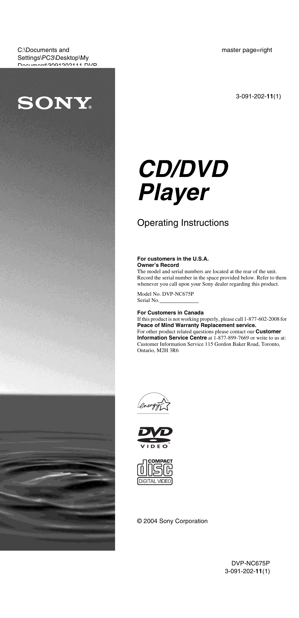 Sony DVP-NC675P User Manual | 78 pages