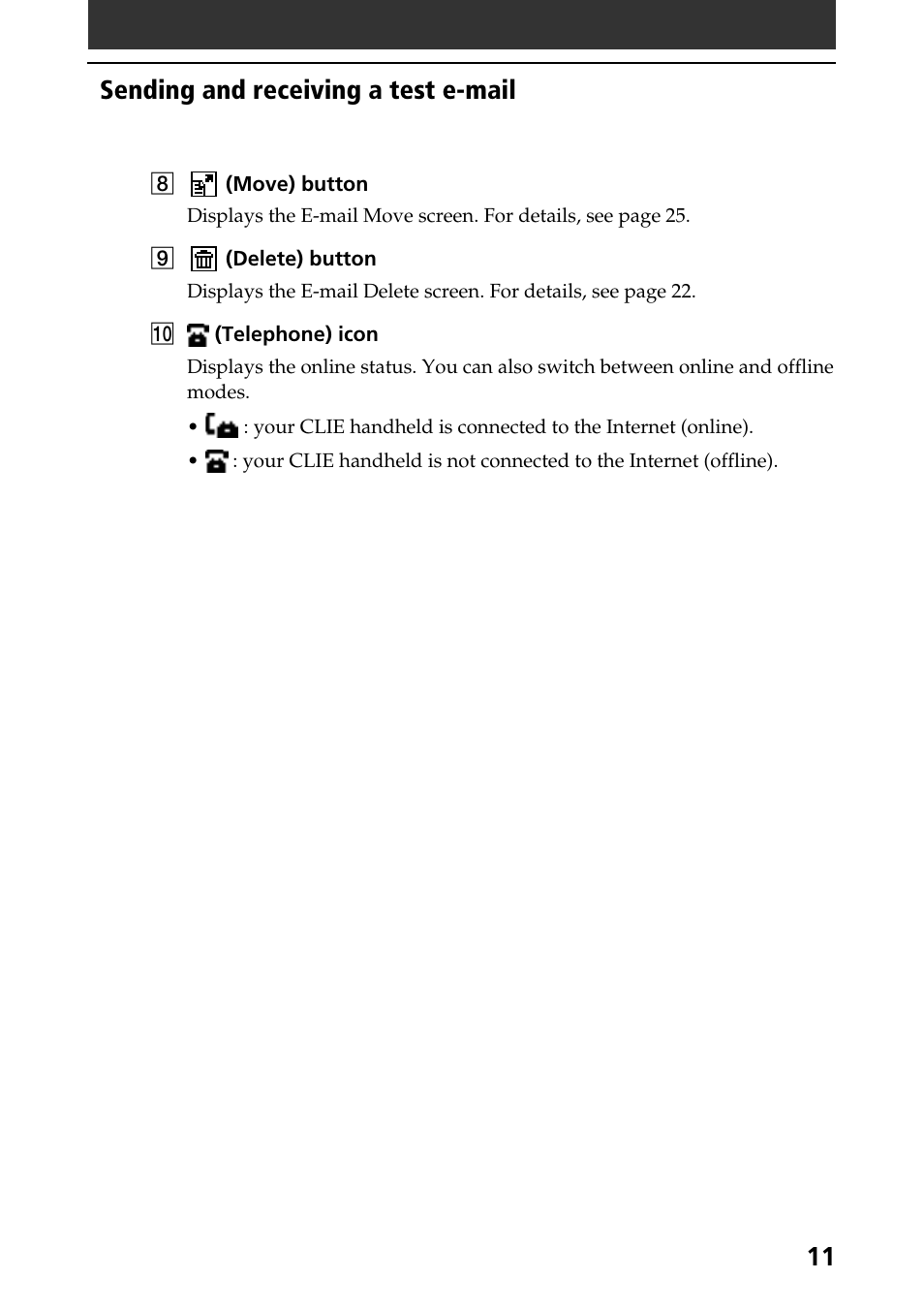 Sending and receiving a test e-mail | Sony CLIE A-AVZ-100-11 User Manual | Page 11 / 42
