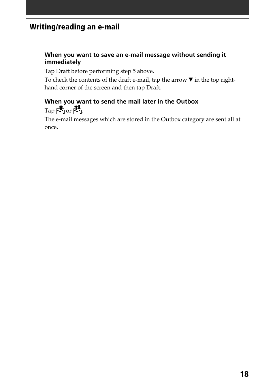 Writing/reading an e-mail | Sony CLIE A-AVZ-100-11 User Manual | Page 18 / 42