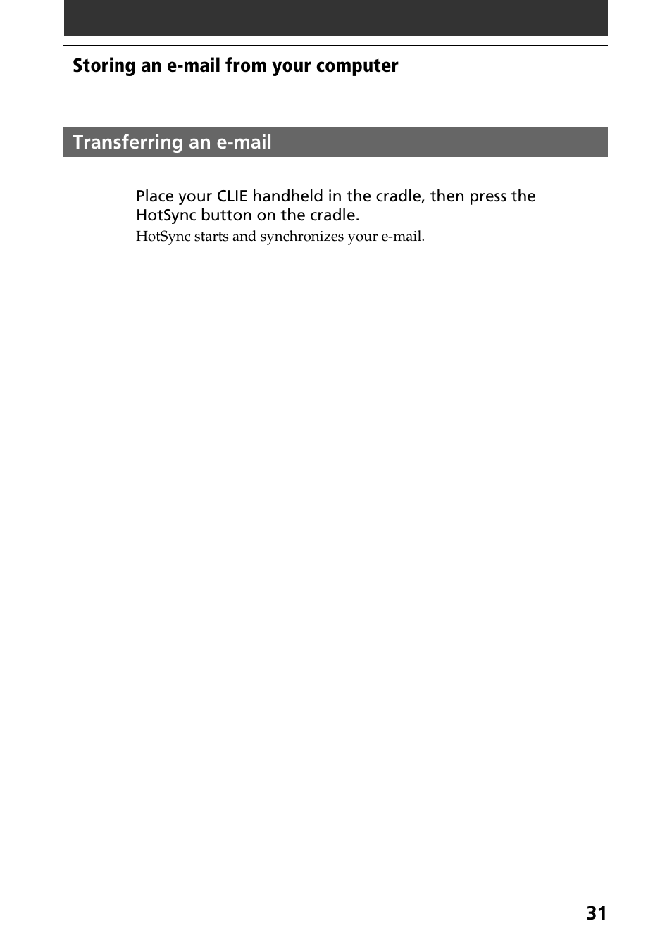 Transferring an e-mail | Sony CLIE A-AVZ-100-11 User Manual | Page 31 / 42