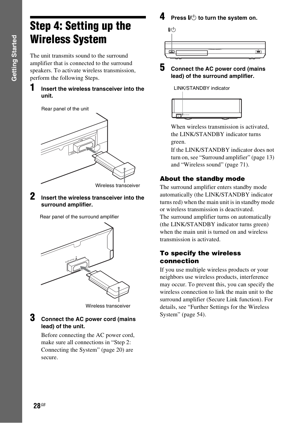 Step 4: setting up the wireless system, Step 4: setting up the wireless, System | E 28) | Sony BDV-E980W User Manual | Page 28 / 84