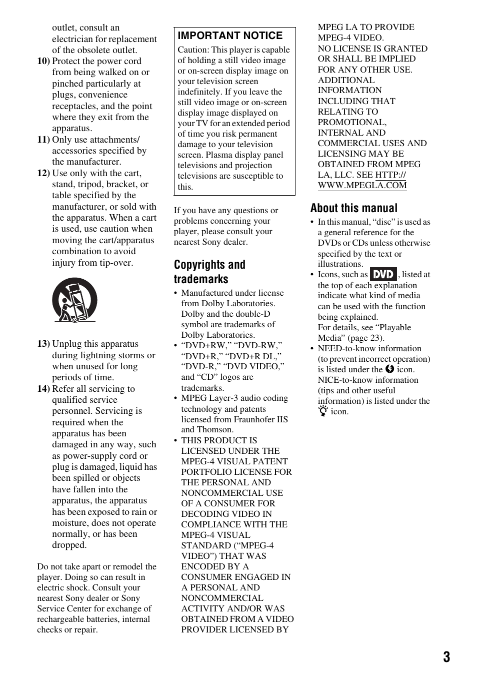 Copyrights and trademarks, About this manual | Sony DVP-FX970 User Manual | Page 3 / 32