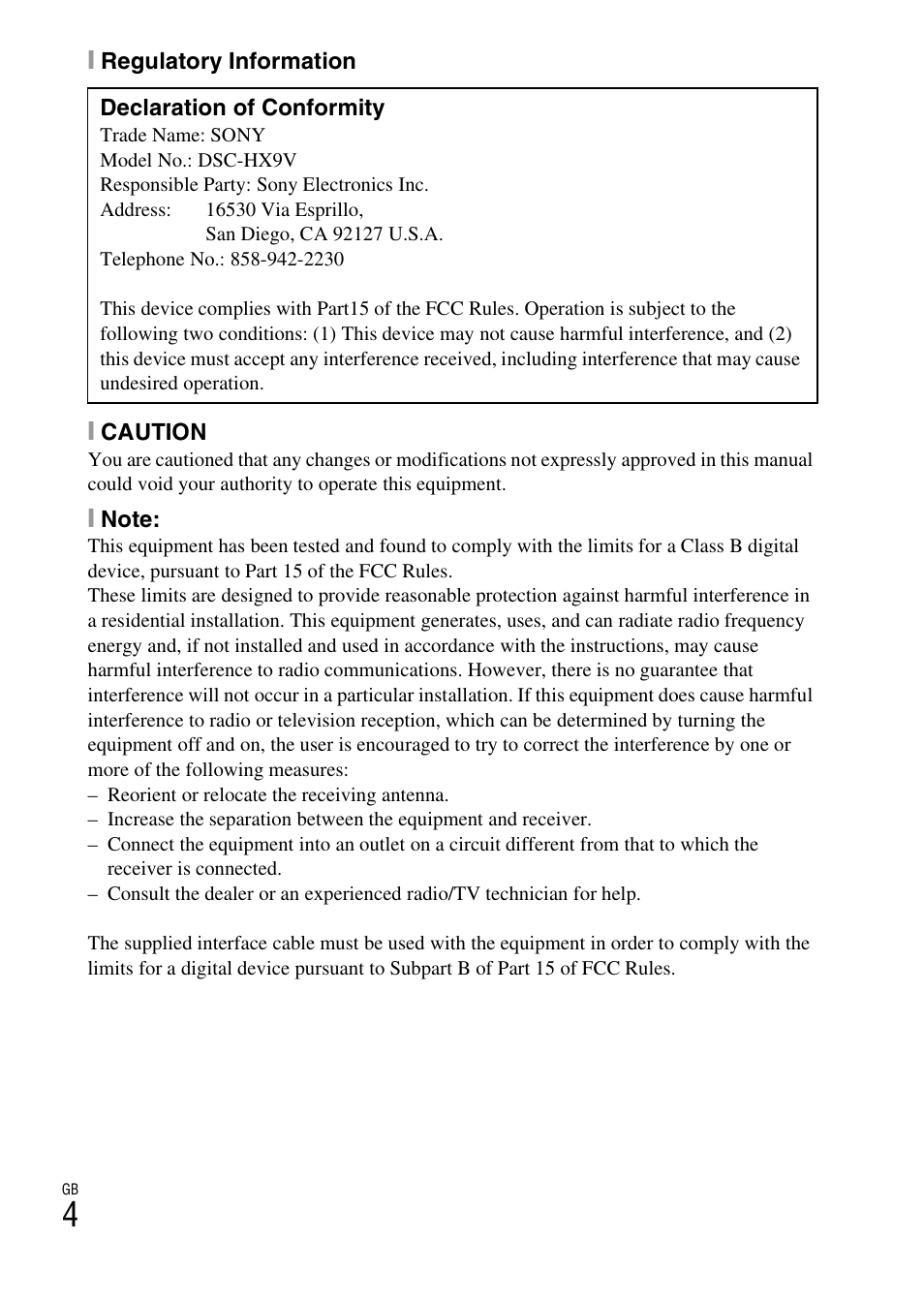 Sony CYBER-SHOT DSC-HX9/HX9V User Manual | Page 4 / 64