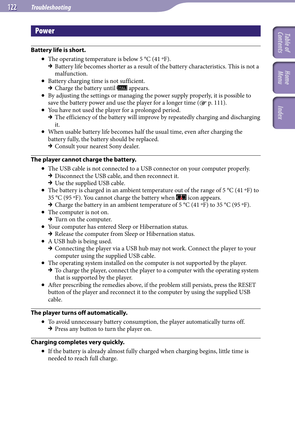 Power | Sony A846 User Manual | Page 122 / 169