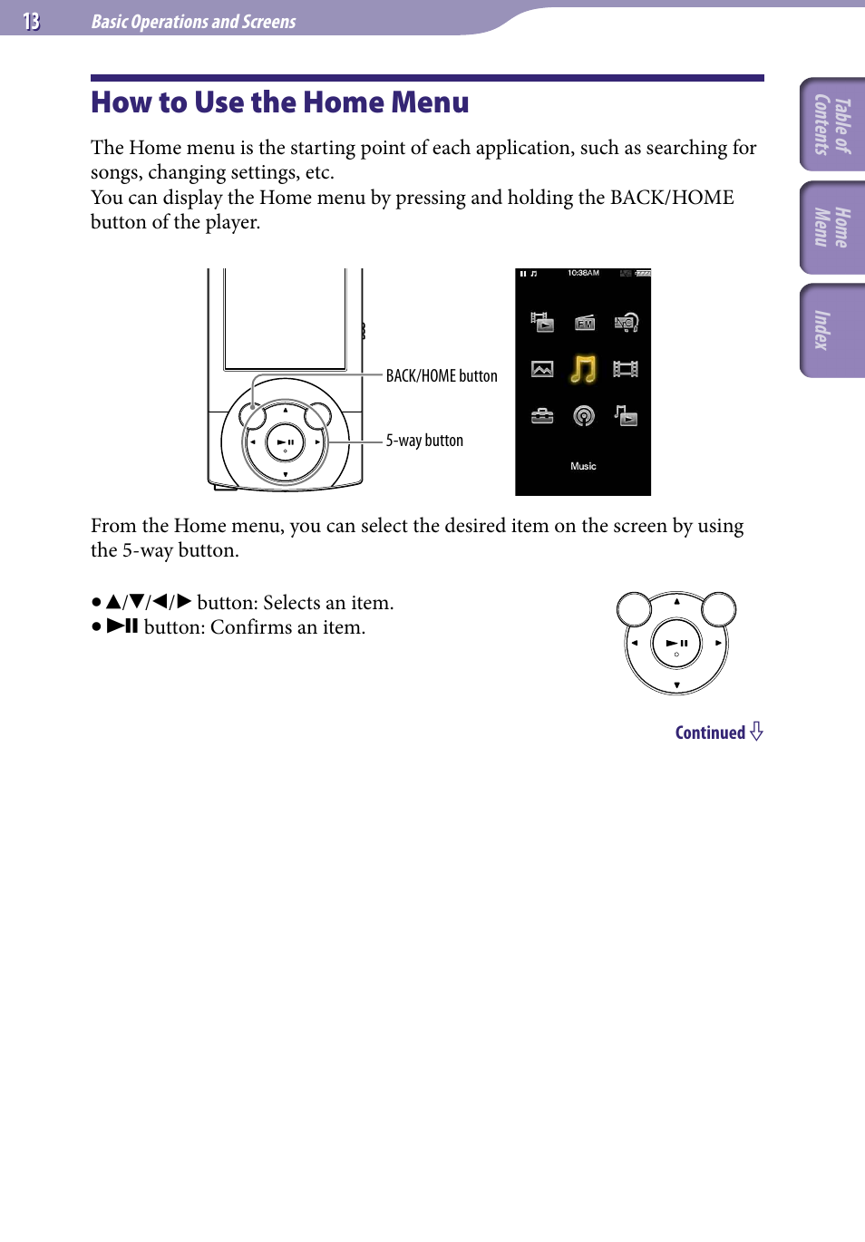 How to use the home menu | Sony A846 User Manual | Page 13 / 169