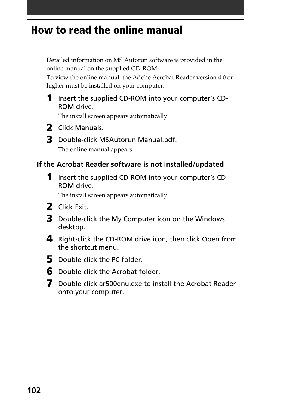 How to read the online manual | Sony PEG-N760C User Manual | Page 102 / 119