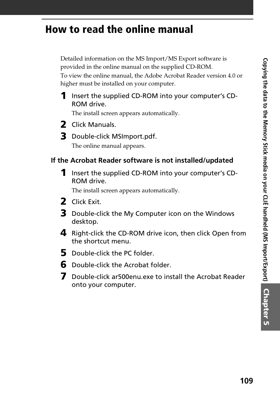 How to read the online manual | Sony PEG-N760C User Manual | Page 109 / 119