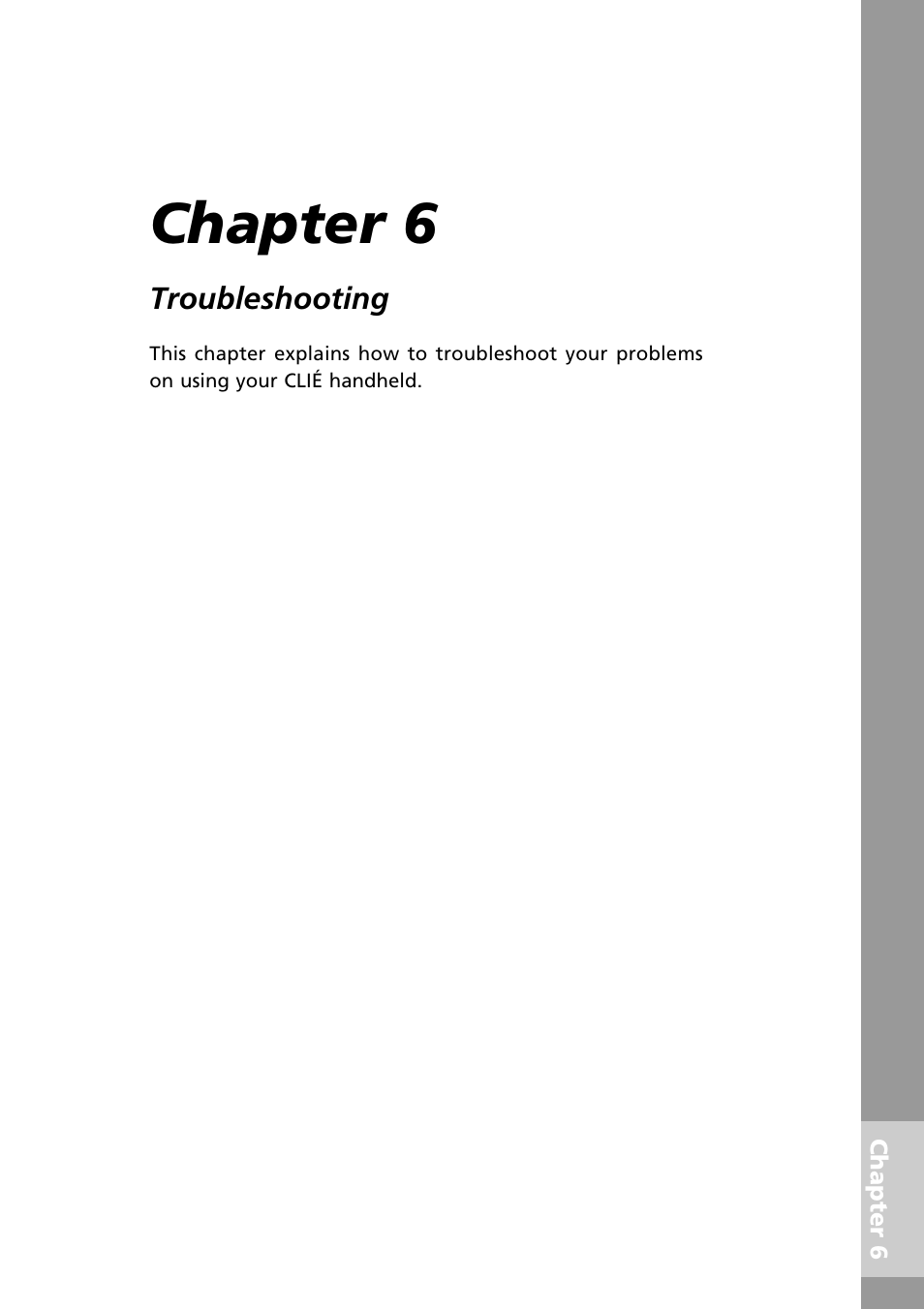 Chapter 6: troubleshooting, Chapter 6 | Sony PEG-N760C User Manual | Page 111 / 119