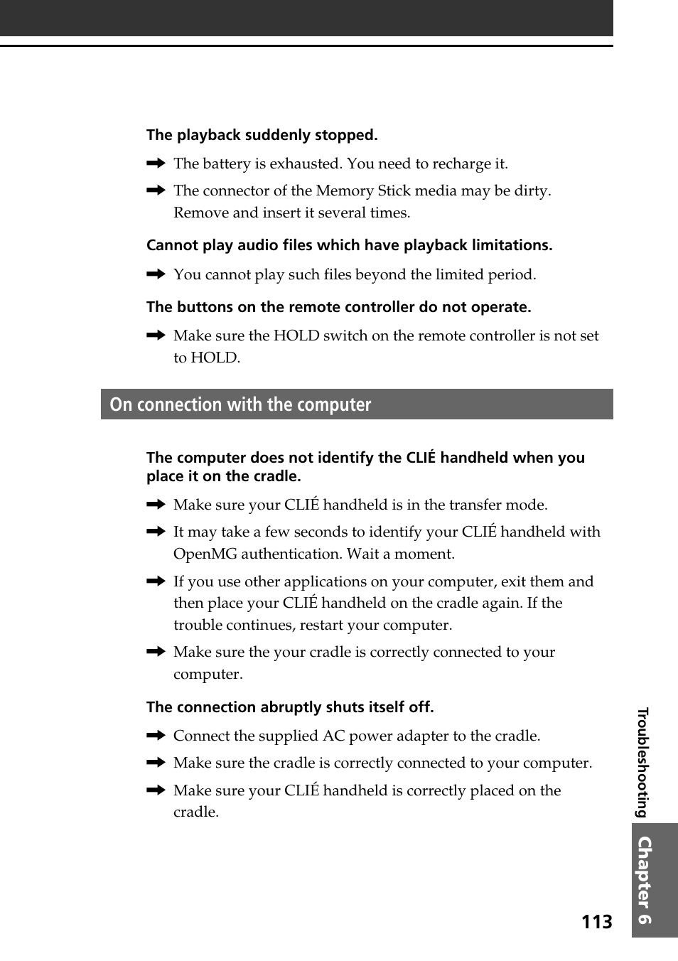 On connection with the computer, On connection with the computer . 113 | Sony PEG-N760C User Manual | Page 113 / 119