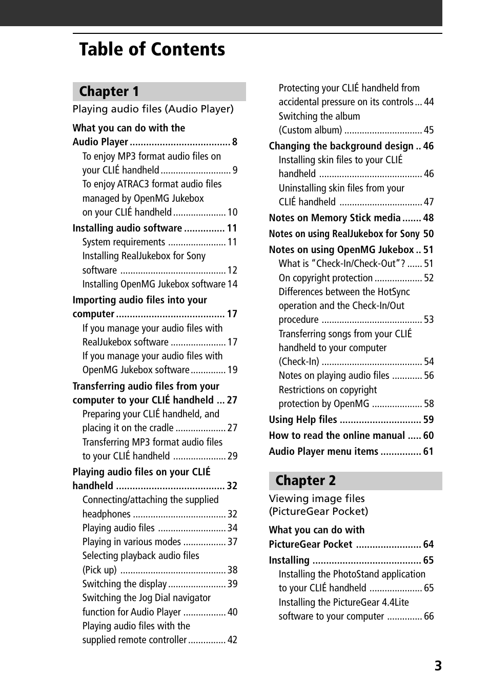 Sony PEG-N760C User Manual | Page 3 / 119