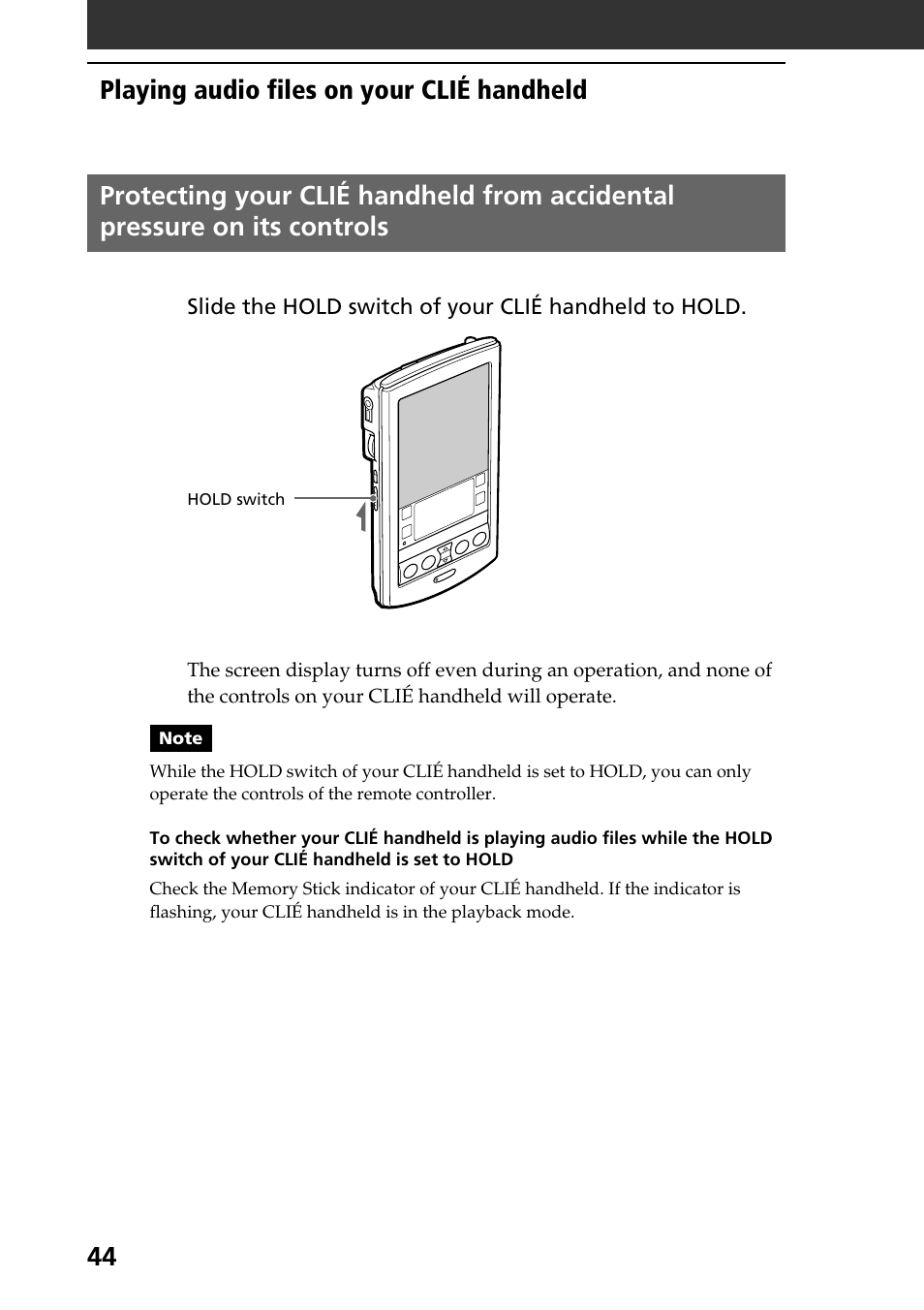 Playing audio files on your clié handheld | Sony PEG-N760C User Manual | Page 44 / 119