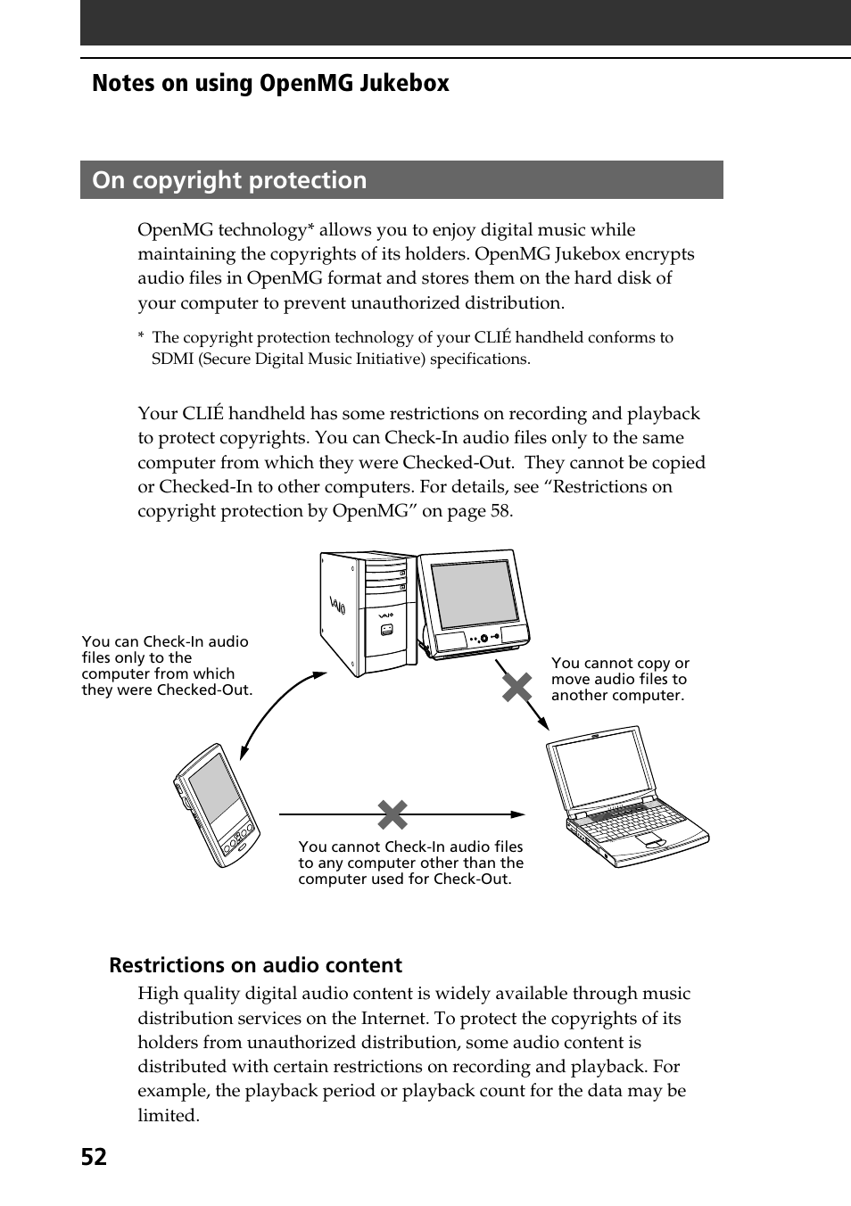 On copyright protection | Sony PEG-N760C User Manual | Page 52 / 119