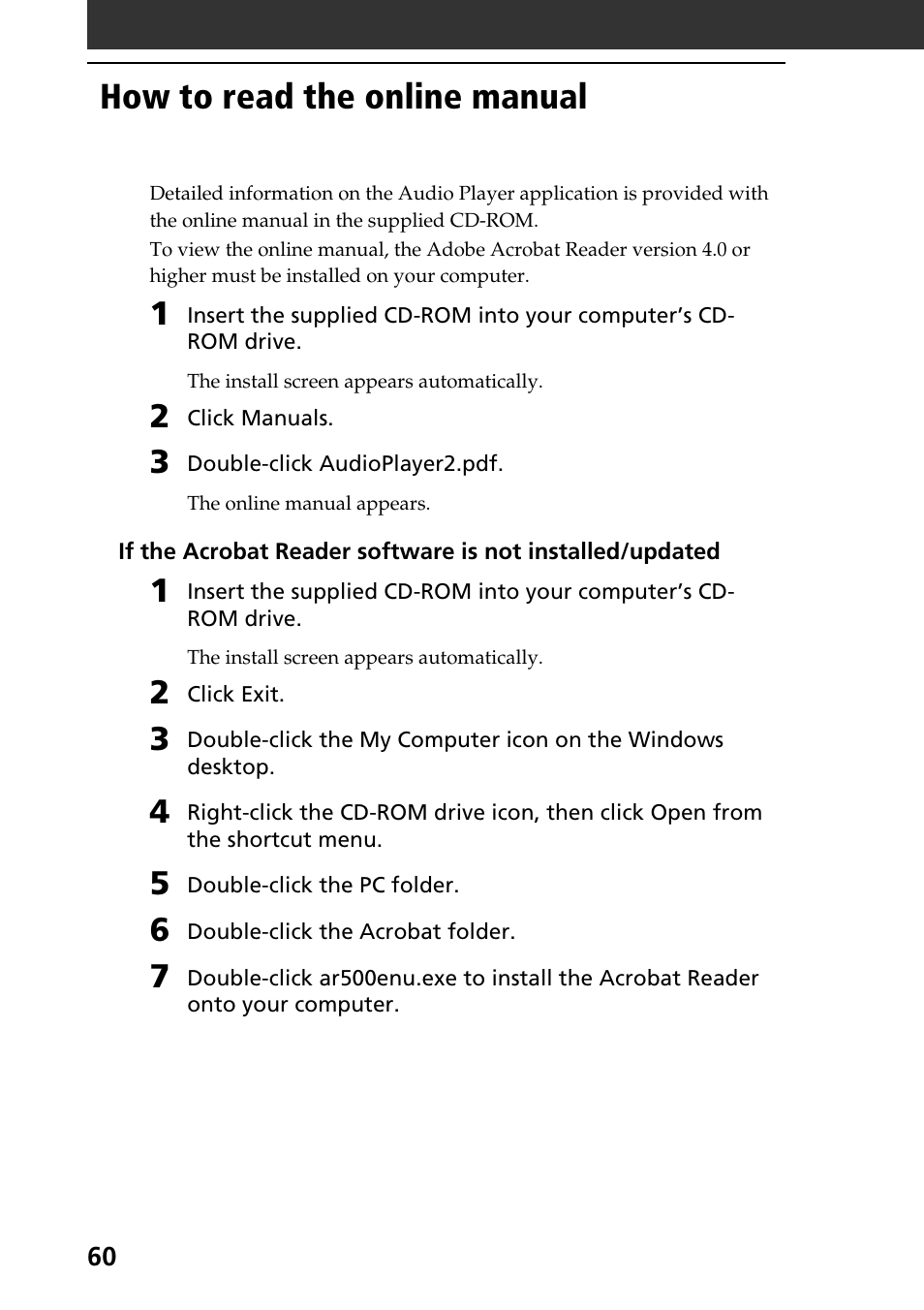 How to read the online manual | Sony PEG-N760C User Manual | Page 60 / 119