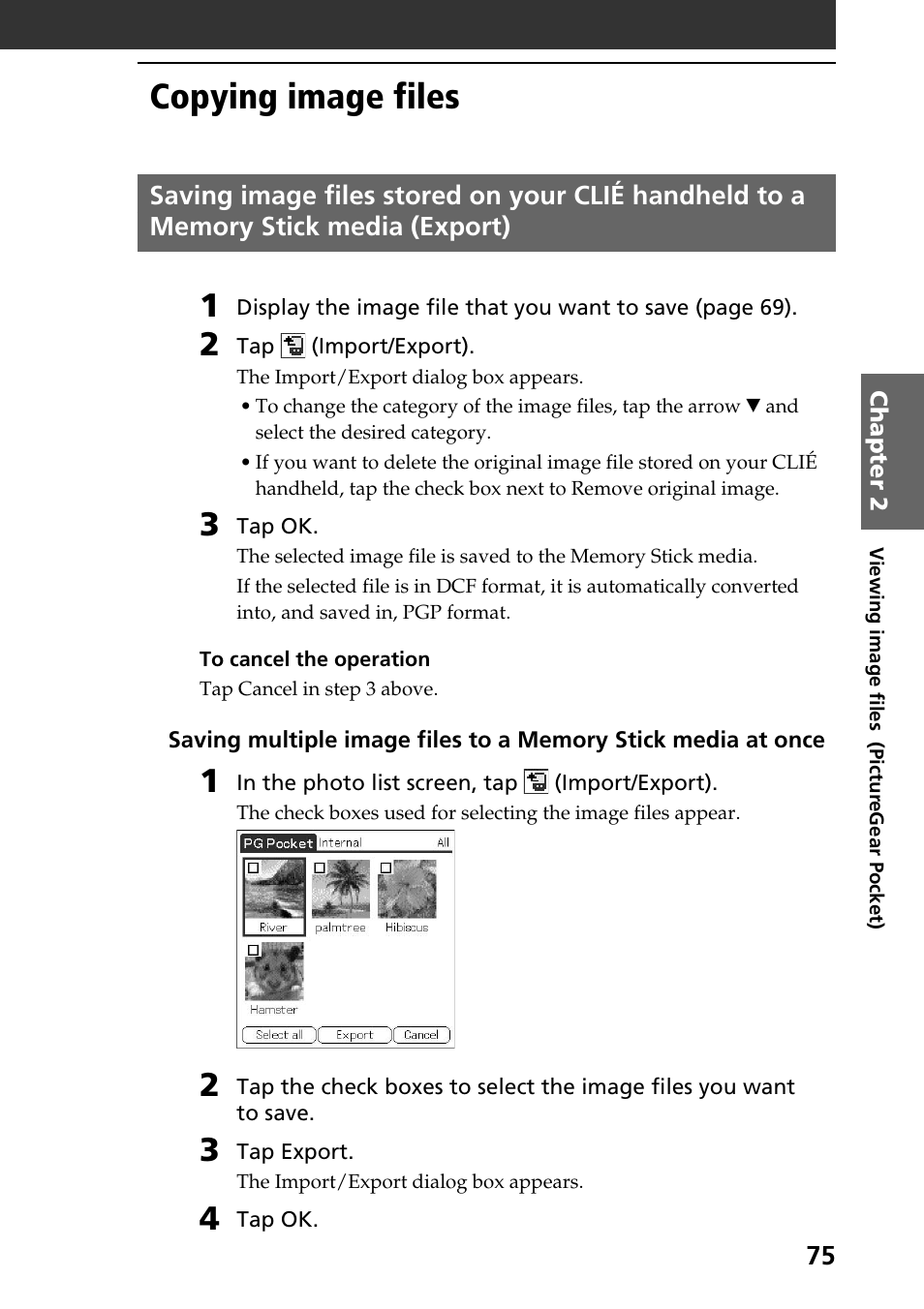Copying image files | Sony PEG-N760C User Manual | Page 75 / 119