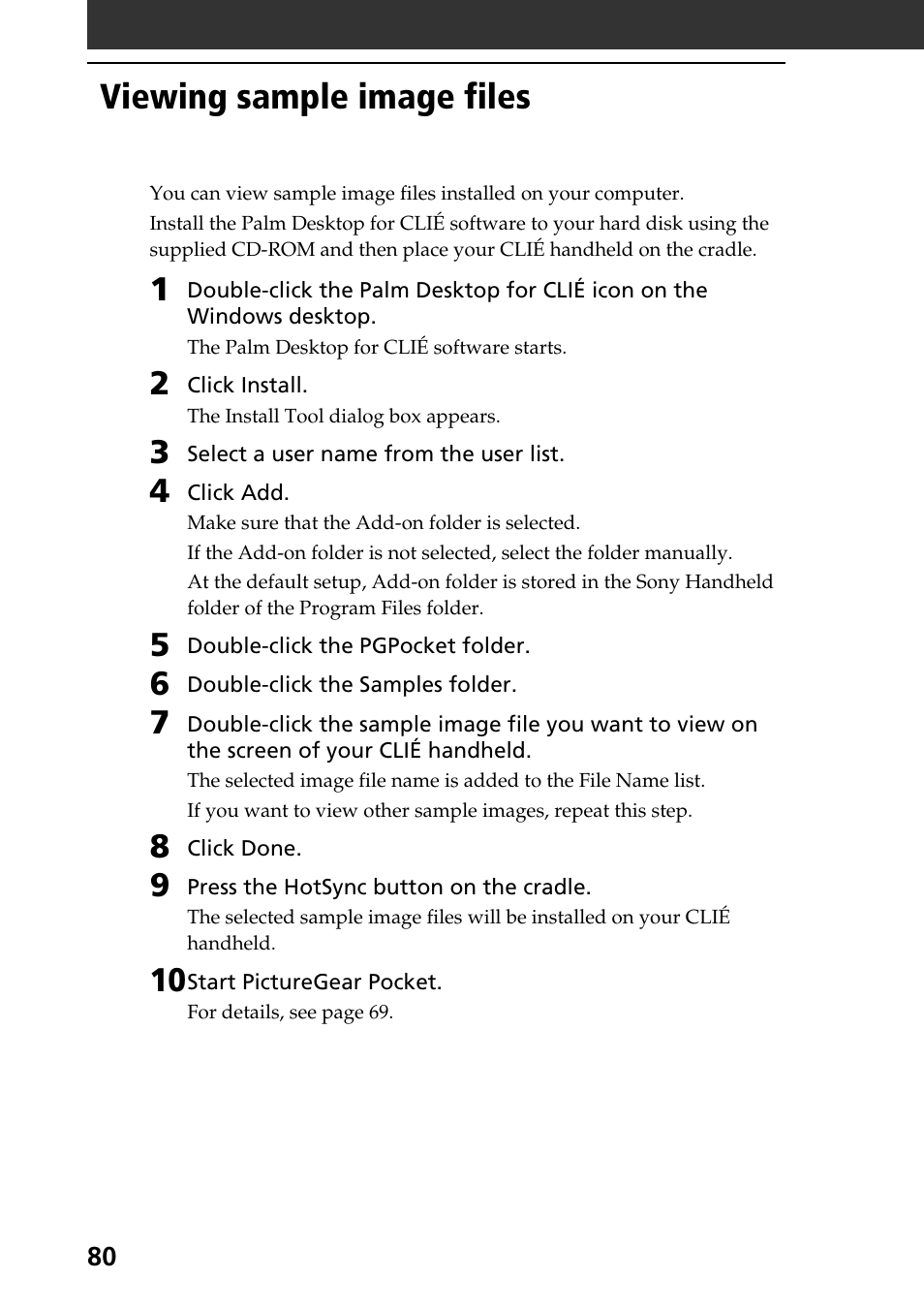 Viewing sample image files | Sony PEG-N760C User Manual | Page 80 / 119