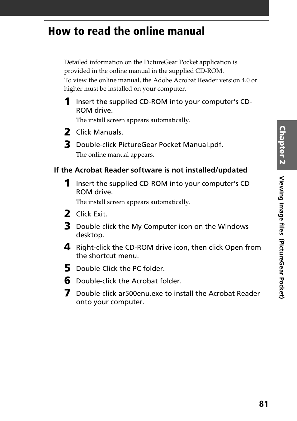 How to read the online manual | Sony PEG-N760C User Manual | Page 81 / 119