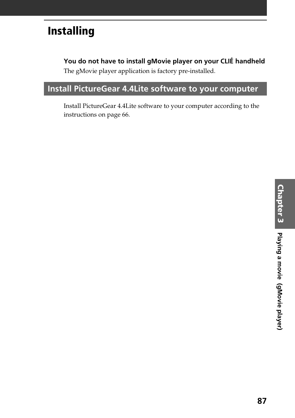 Installing | Sony PEG-N760C User Manual | Page 87 / 119