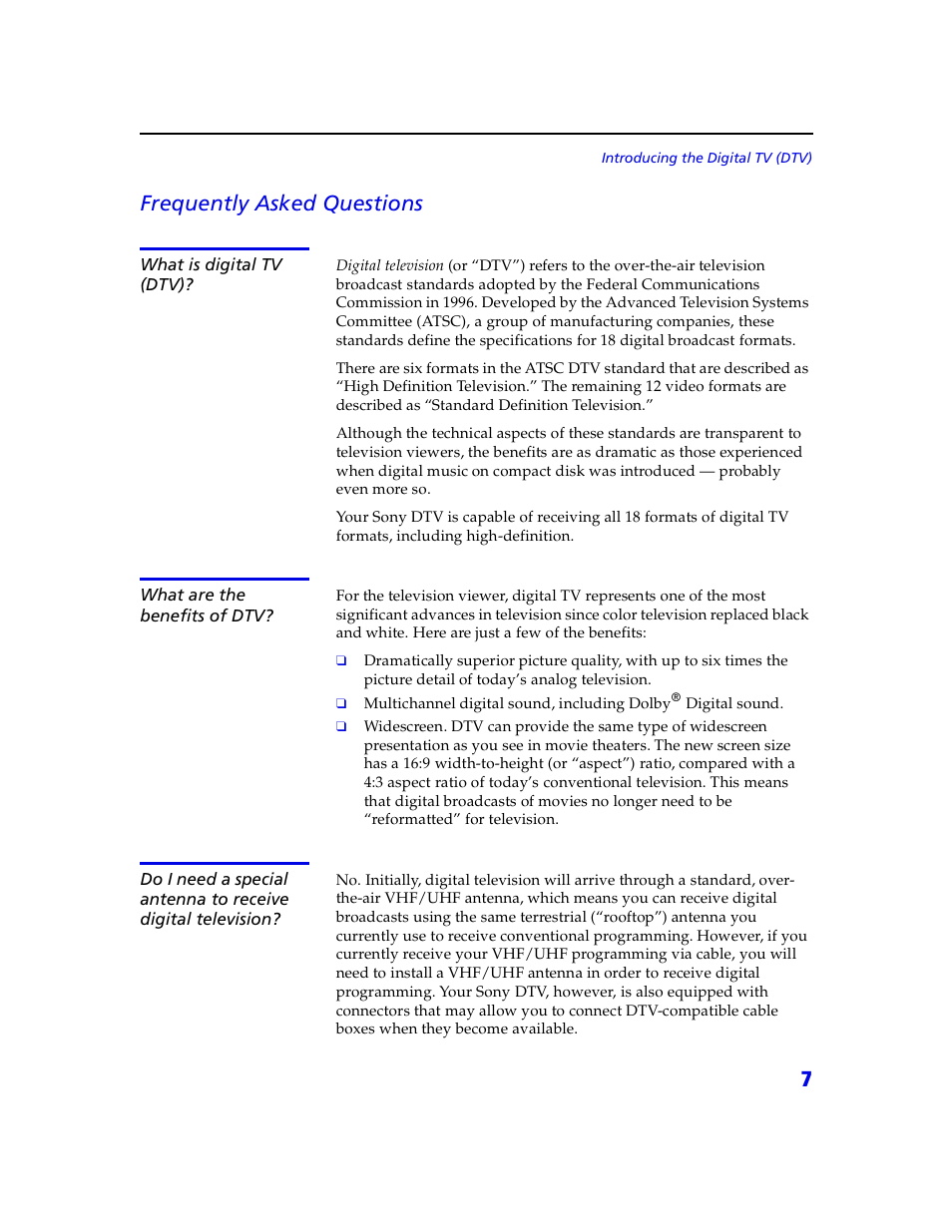 7frequently asked questions | Sony VMC-IL4415 User Manual | Page 13 / 80