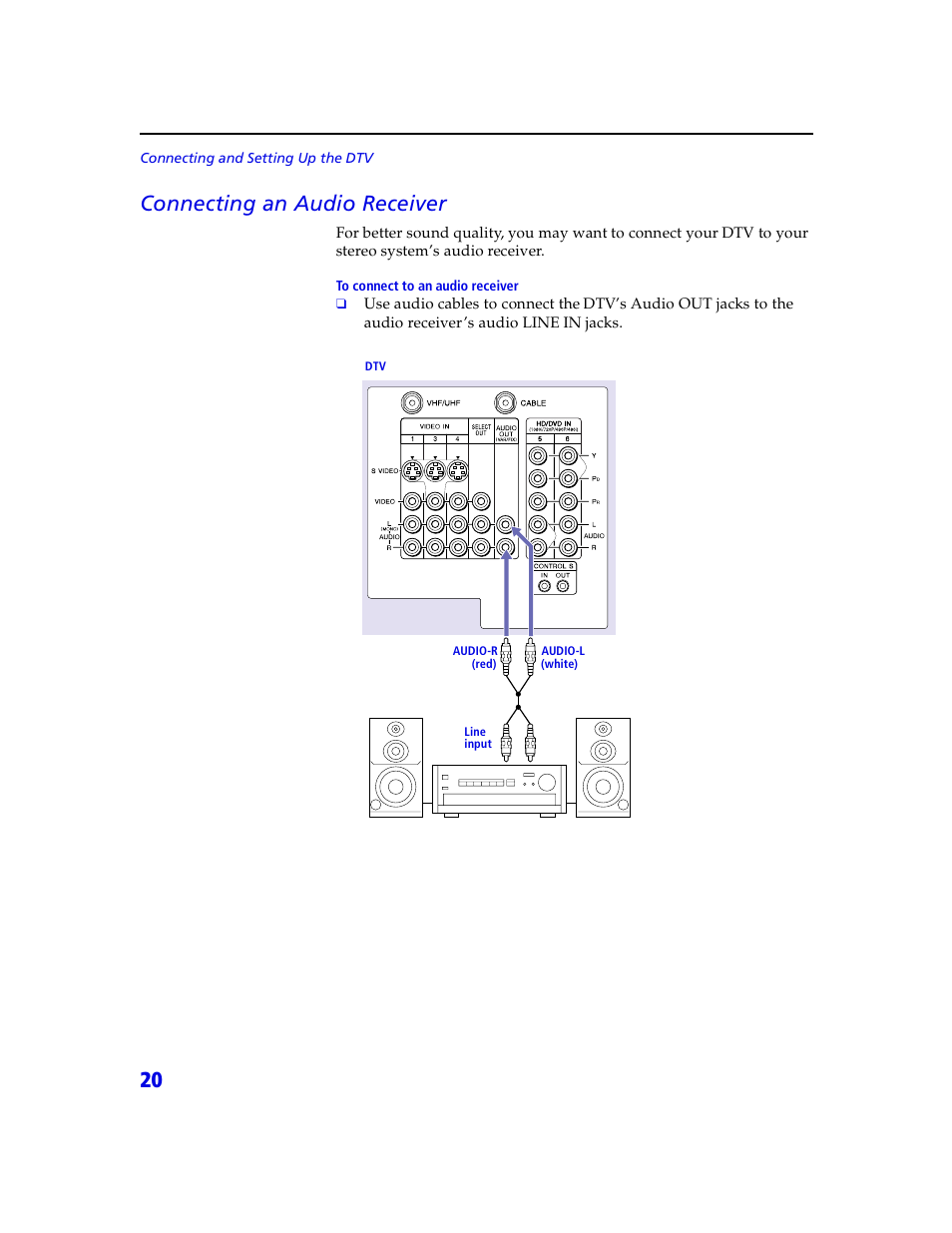 20 connecting an audio receiver | Sony VMC-IL4415 User Manual | Page 26 / 80