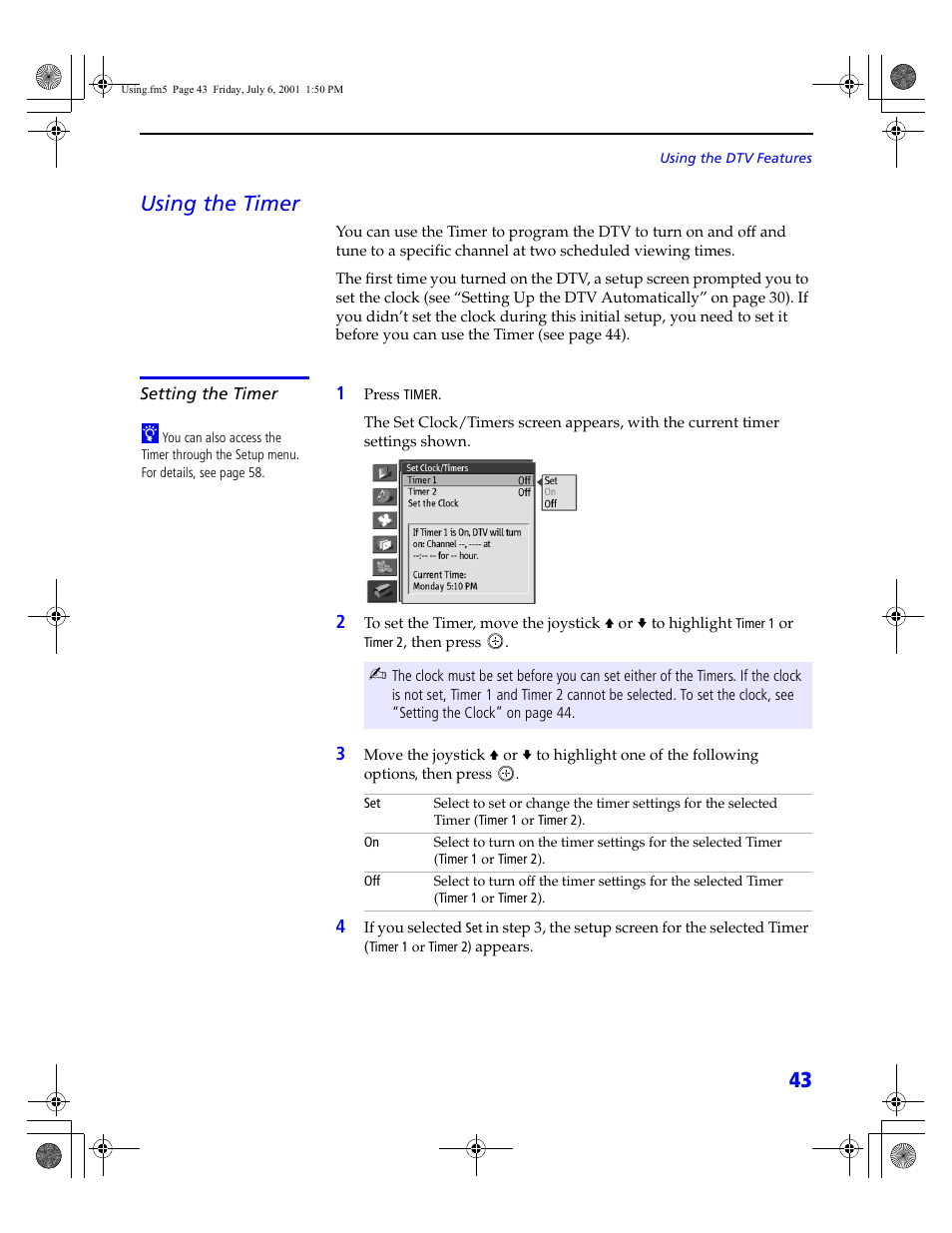 43 using the timer | Sony VMC-IL4415 User Manual | Page 49 / 80