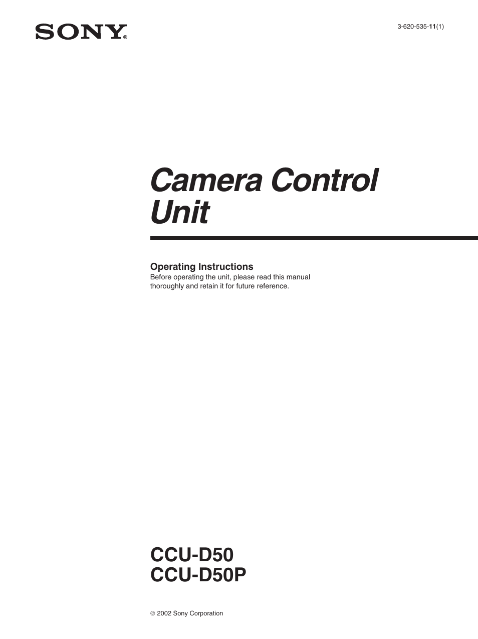 Sony CCU-D50 User Manual | 31 pages