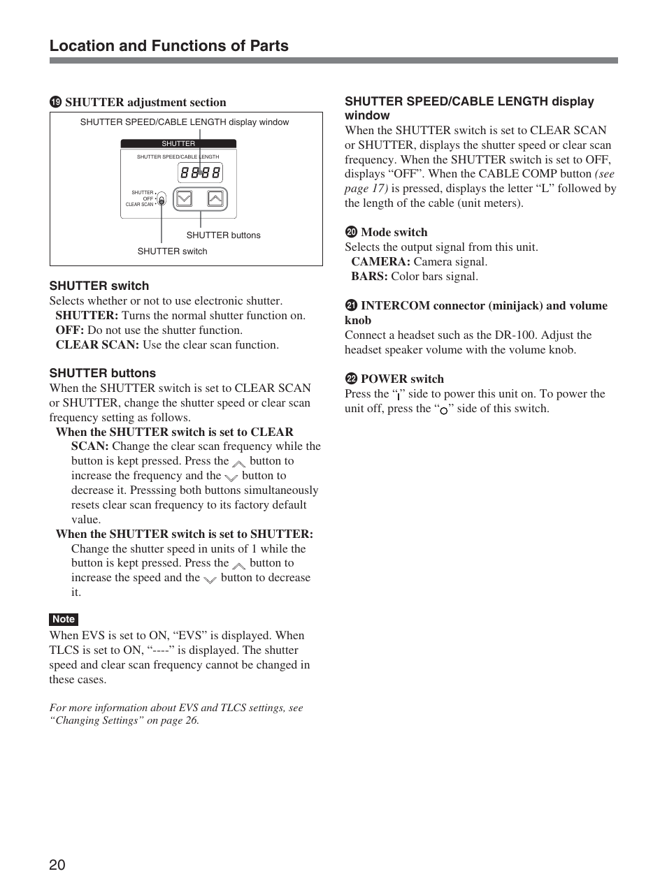 Location and functions of parts | Sony CCU-D50 User Manual | Page 20 / 31